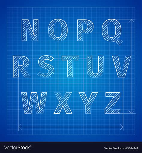 Blueprint Font Royalty Free Vector Image Vectorstock
