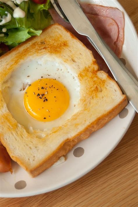 Egg In A Hole Recipe Buttery Toasted Bread With A Fried Egg In The