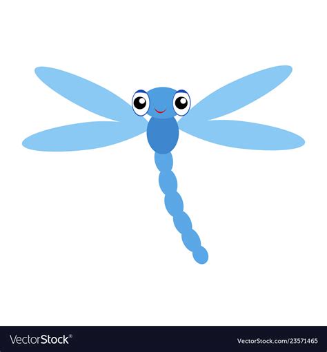 Cute Cartoon Dragonfly Is Flying Picture Vector Image