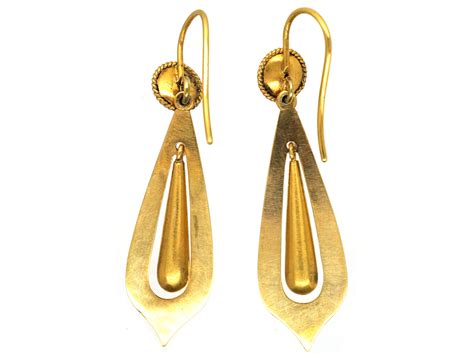 Victorian Ct Gold Drop Earrings K The Antique Jewellery Company