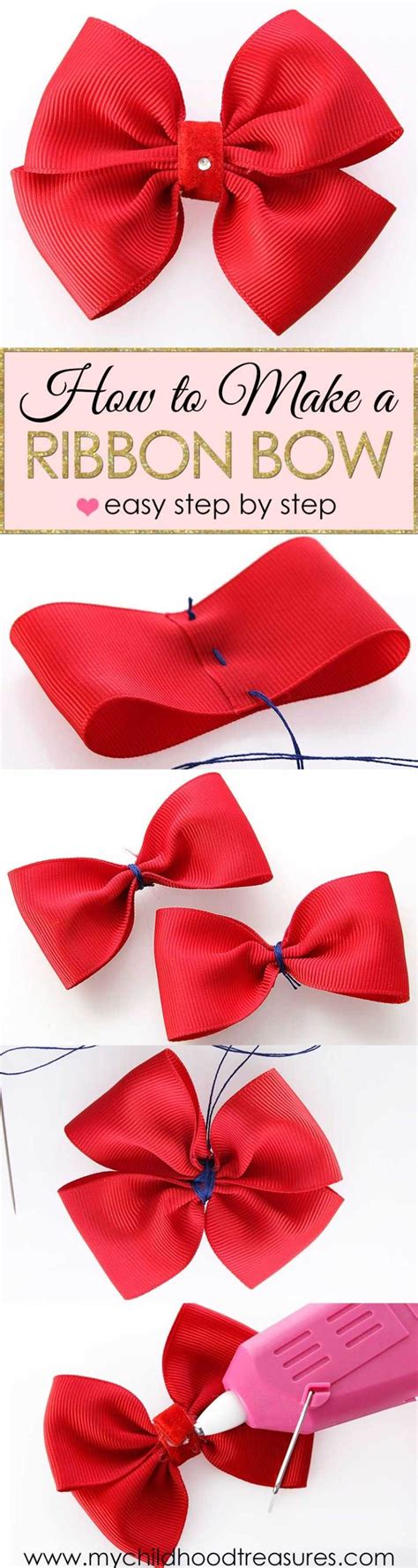 How To Make A Ribbon Bow Easiest Bow Tutorial Treasurie Girls Hair Bows Diy Bows Diy