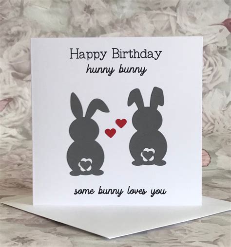 Happy Birthday To My Hunny Bunny Some Bunny Loves You Card Etsy Uk