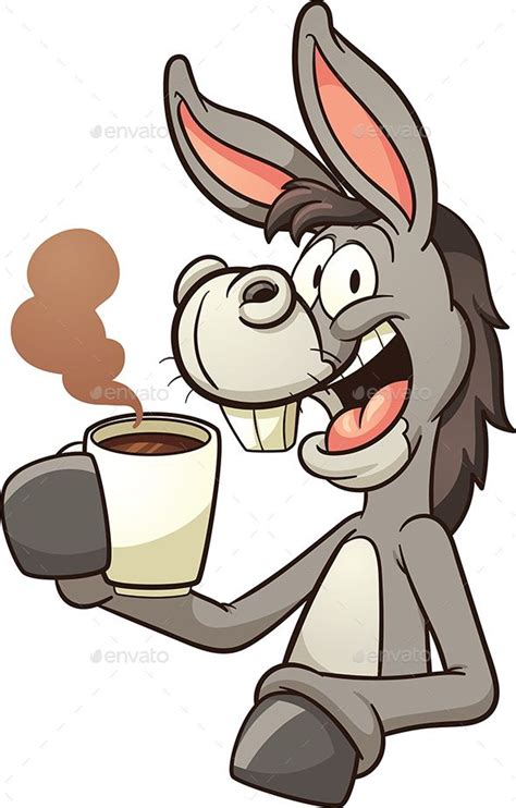 Donkey Drinking Coffee Cartoon Drawings Horse Cartoon Coffee Cartoon