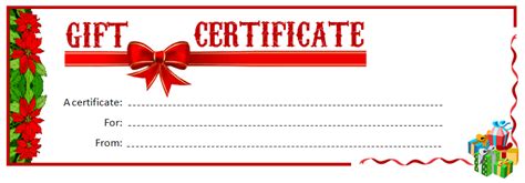 Printable Christmas Gift Certificate Template For Ms Word