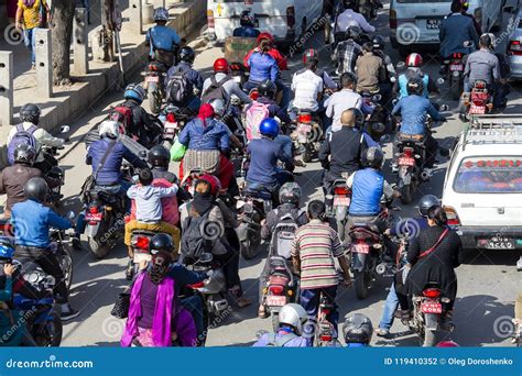 View Of Traffic Jam On The Day Time In Kathmandu Nepal Crowded