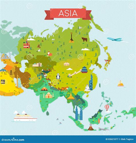 Map Of Asia Stock Vector Illustration Of Geography 83621077