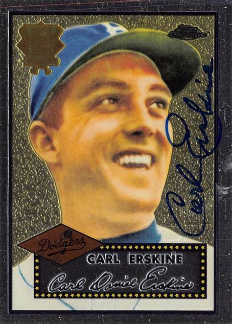 Carl Erskine Autographed Baseball Card Brooklyn Dodgers Sc 1995