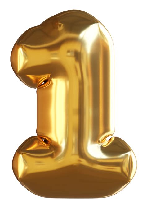 Golden Balloon Number 1 33127450 Png