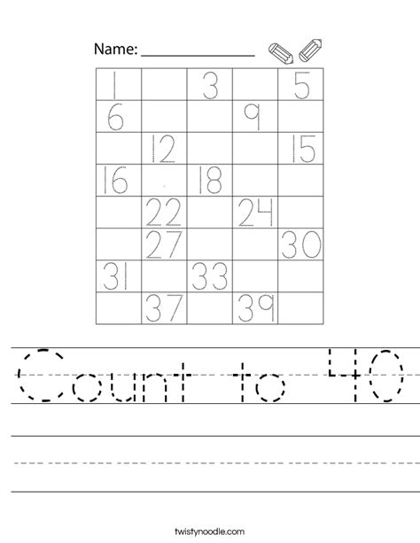 Numbers To 40 Worksheet 1 Counting To 40