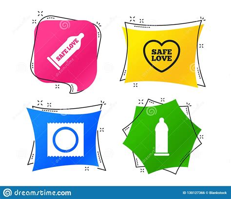 Safe Sex Love Icons Condom In Package Symbols Vector Stock Vector Illustration Of Colorful