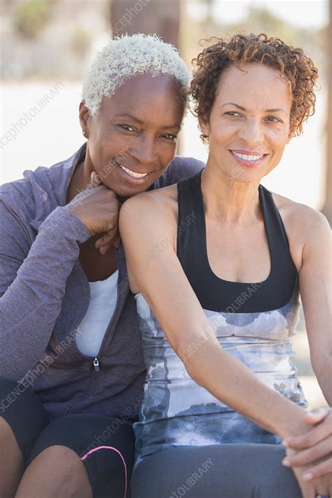 Smiling Lesbian Couple Outdoors Stock Image F014 6276 Science Photo Library