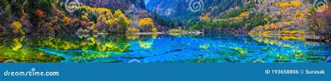 View Of Crystal Clear Water Of The Five Flower Lake Multicolored Lake