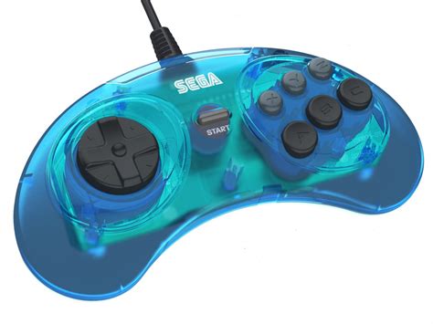 Sega Megadrive 6 Button Arcade Pad 3m Cable Clear Blue Model