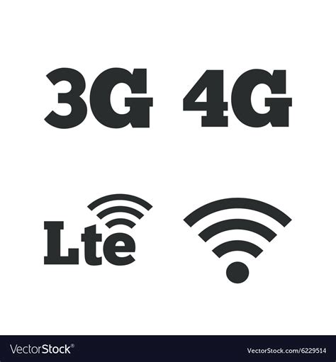 Mobile Telecommunications Icons 3g 4g And Lte Vector Image