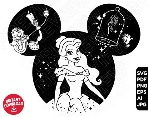 Belle Svg Disney Princess Svg Belle Mickey Ears Svg Beauty And The The Best Porn Website