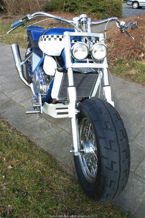 Our #honda #magna #vf750 custom tracker was finished! www.CustomBikeShow.com : Blue Super Magna