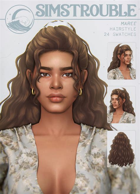 Maree By Simstrouble Simstrouble On Patreon Sims Hair Sims 4 Curly