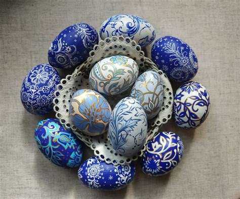 Easter Eggs Hand Painted Wooden Egg Decorated With Golden Etsy