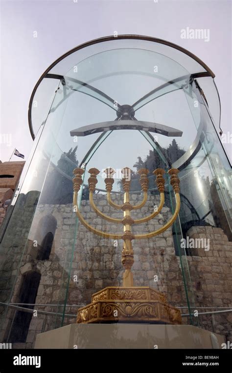 Israel Jerusalem Old City Replica Of The Golden Temple Menorah Stock