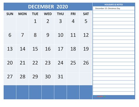 Free Printable Monthly Calendar With Holidays Free Resume Templates