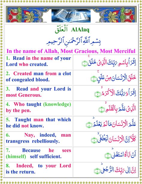 Surah Al Alaq In English Images And Photos Finder