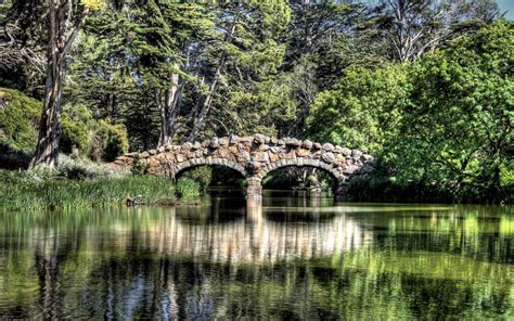 Bridge River Reflection Trees Wallpaper Nature And Landscape
