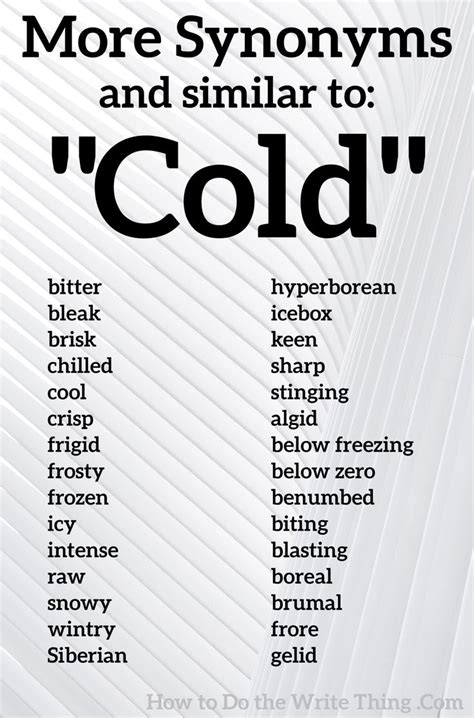More Synonyms For Cold Essay Writing Skills English Vocabulary Words