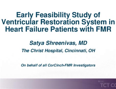 Tct 343 Early Feasibility Study Of Ventricular Restoration System In