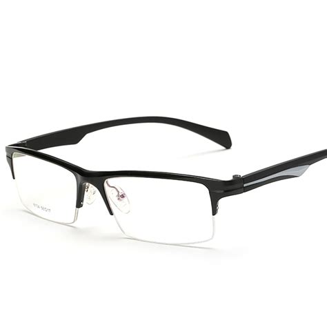 Rectangle Thin Eyeglasses Frames Clear Lens Fake Optical Glasses Alloy Square Semi Rimless Half