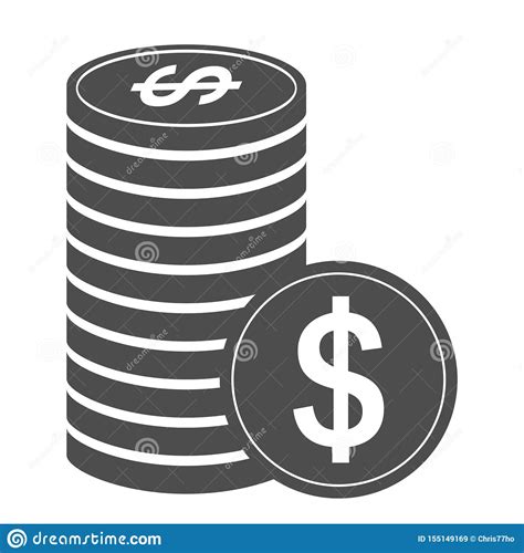 Stacks Of Coins Black And White Money Icon Stock Vector Illustration