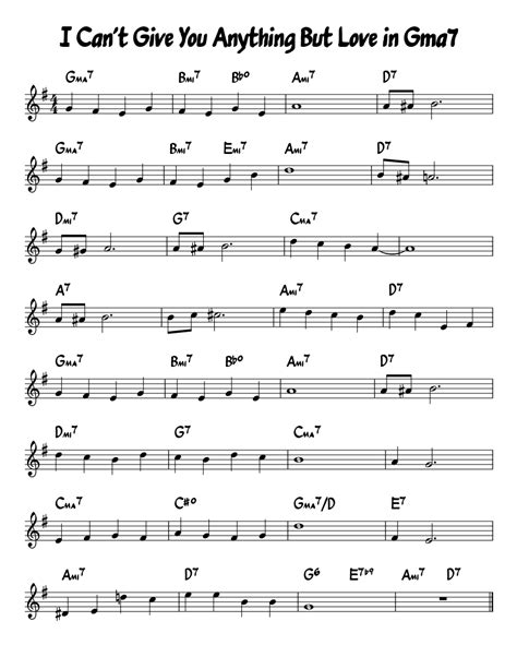 I Cant Give You Anything But Love In Gmaj7 Sheet Music For Piano Solo Easy