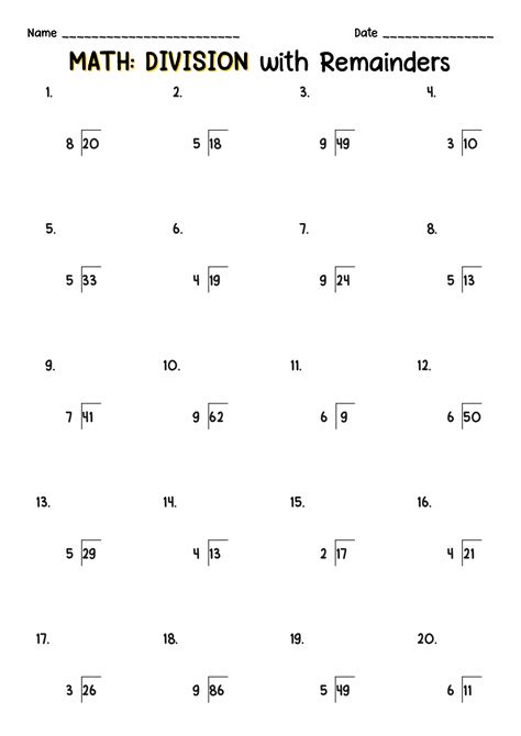 Worksheet Division With Remainders