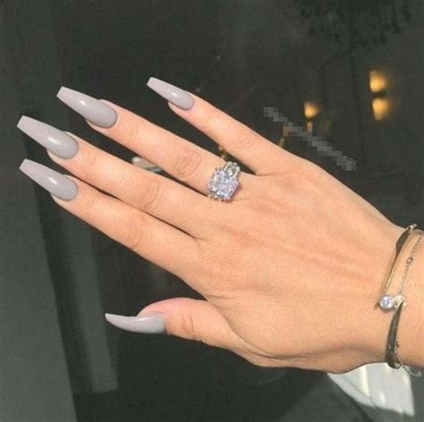 48 Pretty Acrylic Coffin Nails Design You Need To Try In 2020 Grey