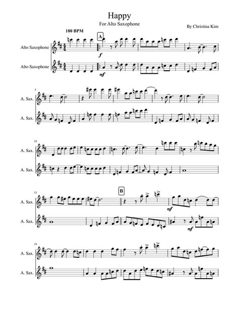 Happy Sheet Music For Alto Saxophone Download Free In Pdf Or Midi