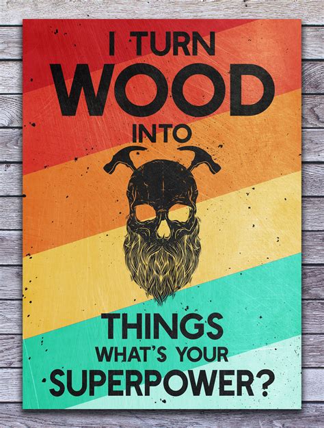woodworker superpower funny t wall art vintage retro metal poster quote posters