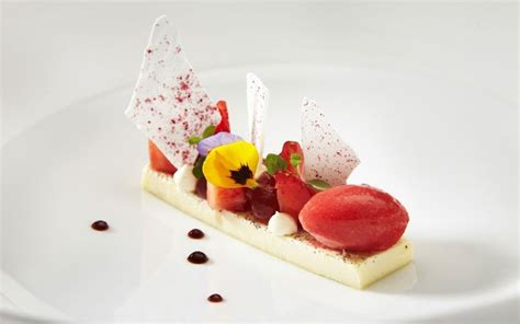 Your fine dining desserts stock images are ready. The Latymer's signature dish: English strawberry panna cotta | Fine dining desserts, Desserts ...