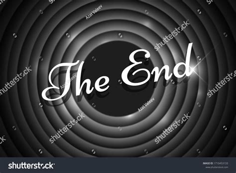 The End Handwrite Title On Black And White Round Background Old Cinema