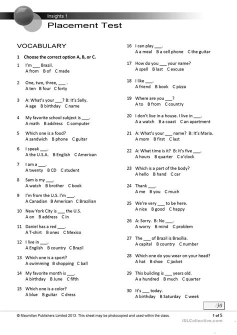 What Is A1 English Level Test Samuel Mitchells English Worksheets