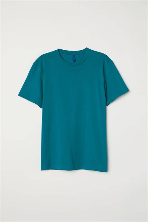 Round Neck T Shirt Dark Turquoise Men Handm Gb