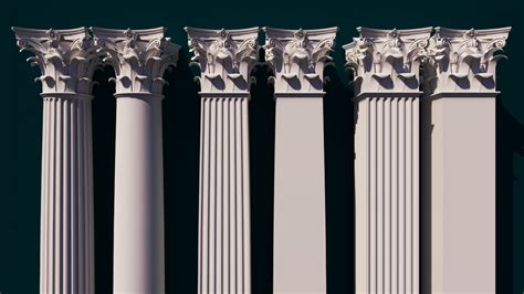 Classical Corinthian Columns And Pillars Low Poly 3d Model In Decoration 3dexport