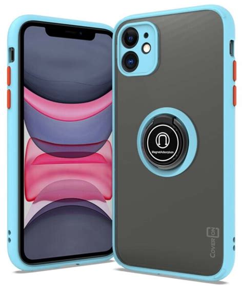 Sky Blue Phone Case For Apple Iphone 11 Clear Hard Cover W Grip Ring