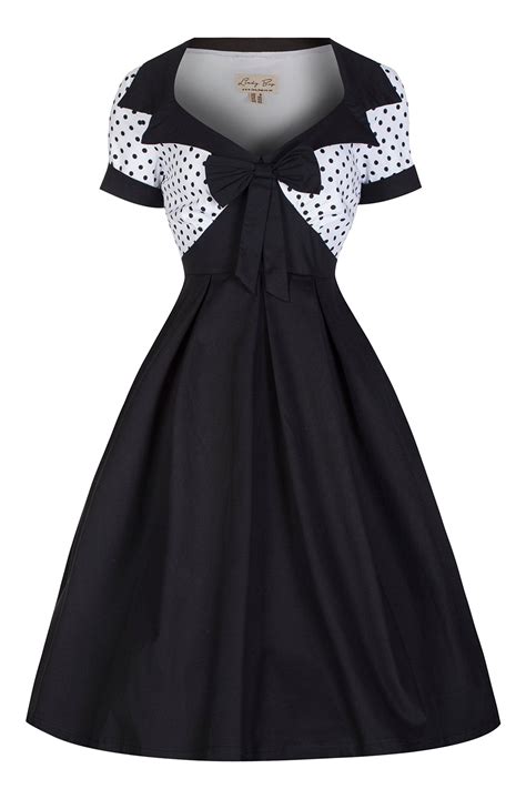 Lindy Bop Delilah Vintage 50s Polka Dot Bow Trim Fit N Flare Dress