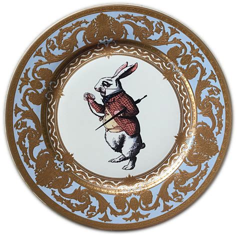 Free Shipping Blue And Gold Alice In Wonderland Plate After Etsy