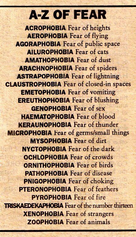 Medical practitioners normally define hippopotomonstrosesquippedaliophobia as an unreasonable phobia of big words or phobia for long. A-Z of Fear - List of Phobias | Phobia words, List of ...