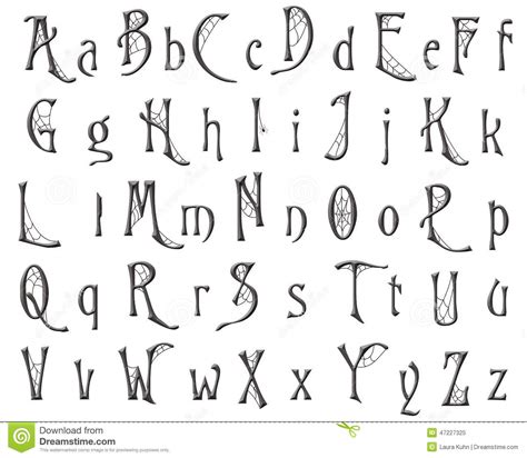 scrapbooking alphabet cobweb halloween design royalty