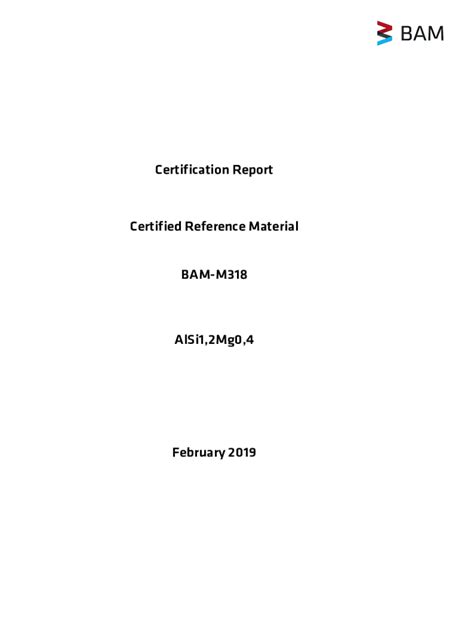 Fillable Online Certification Report Certified Reference Material Bam