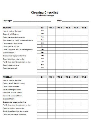 Sample Cleaning Checklist Templates In Pdf Ms Word