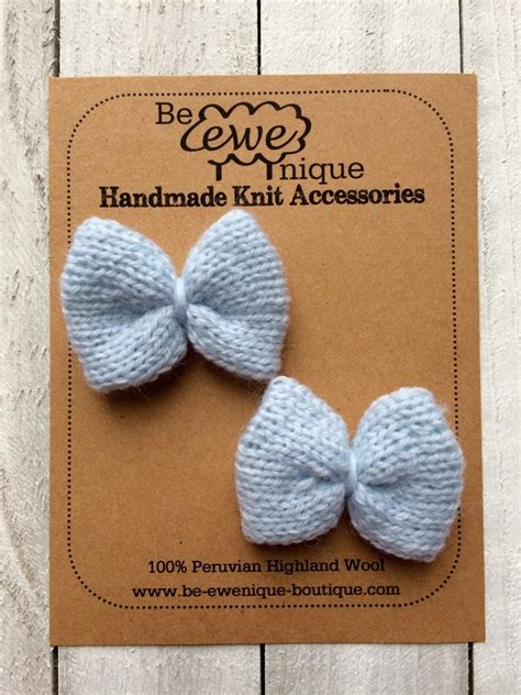 Baby Blue Knit Bows Mini Bows Bow Accessories Baby Girl Etsy