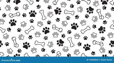 Dog Bone Paw Seamless Pattern Vector Pet Footprint French Bulldog Scarf