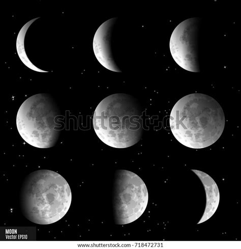 Vector Set Moon Phases Stock Vector Royalty Free 718472731